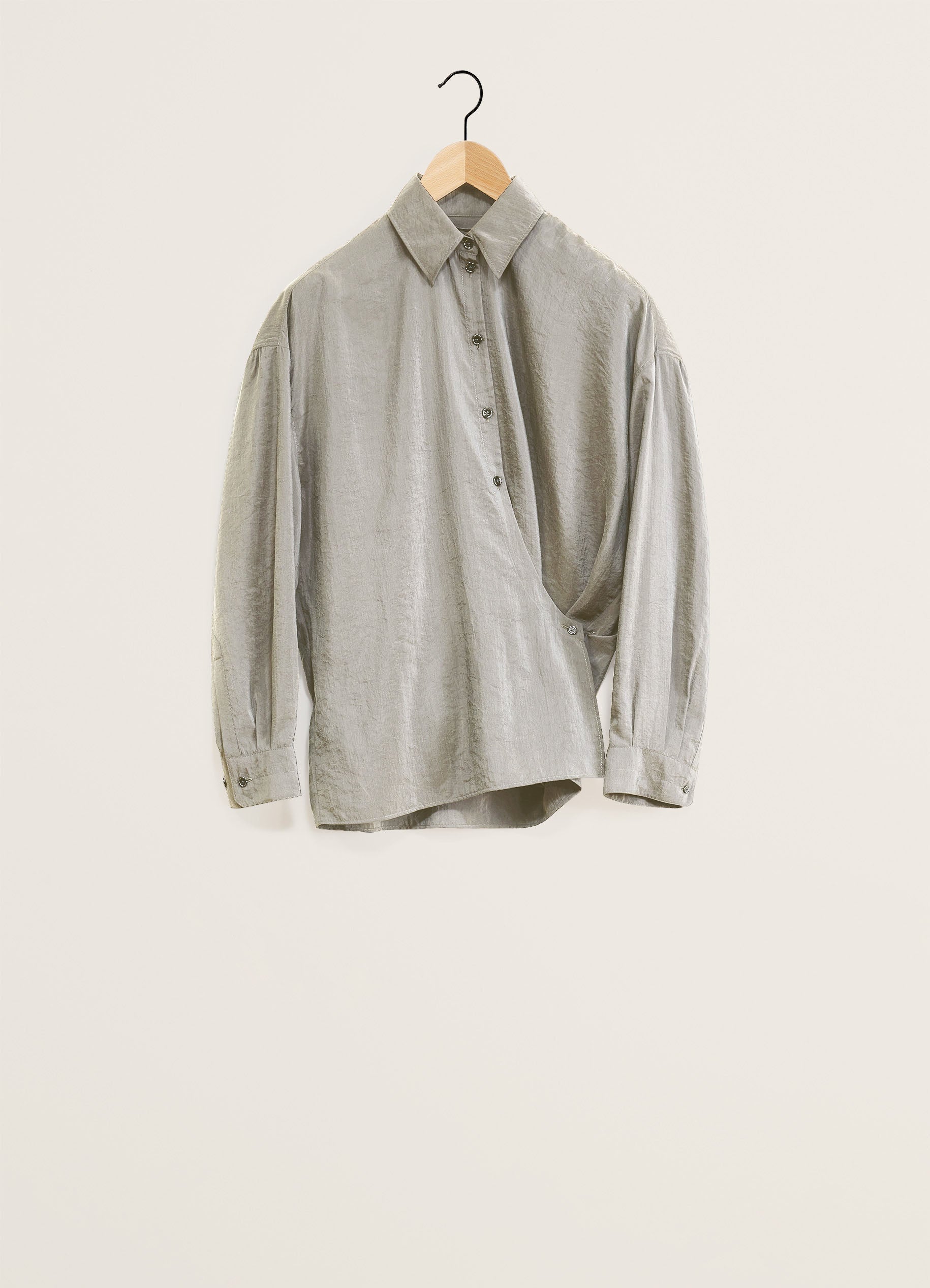 Twisted High Collar Shirt in Light Misty Grey | LEMAIRE
