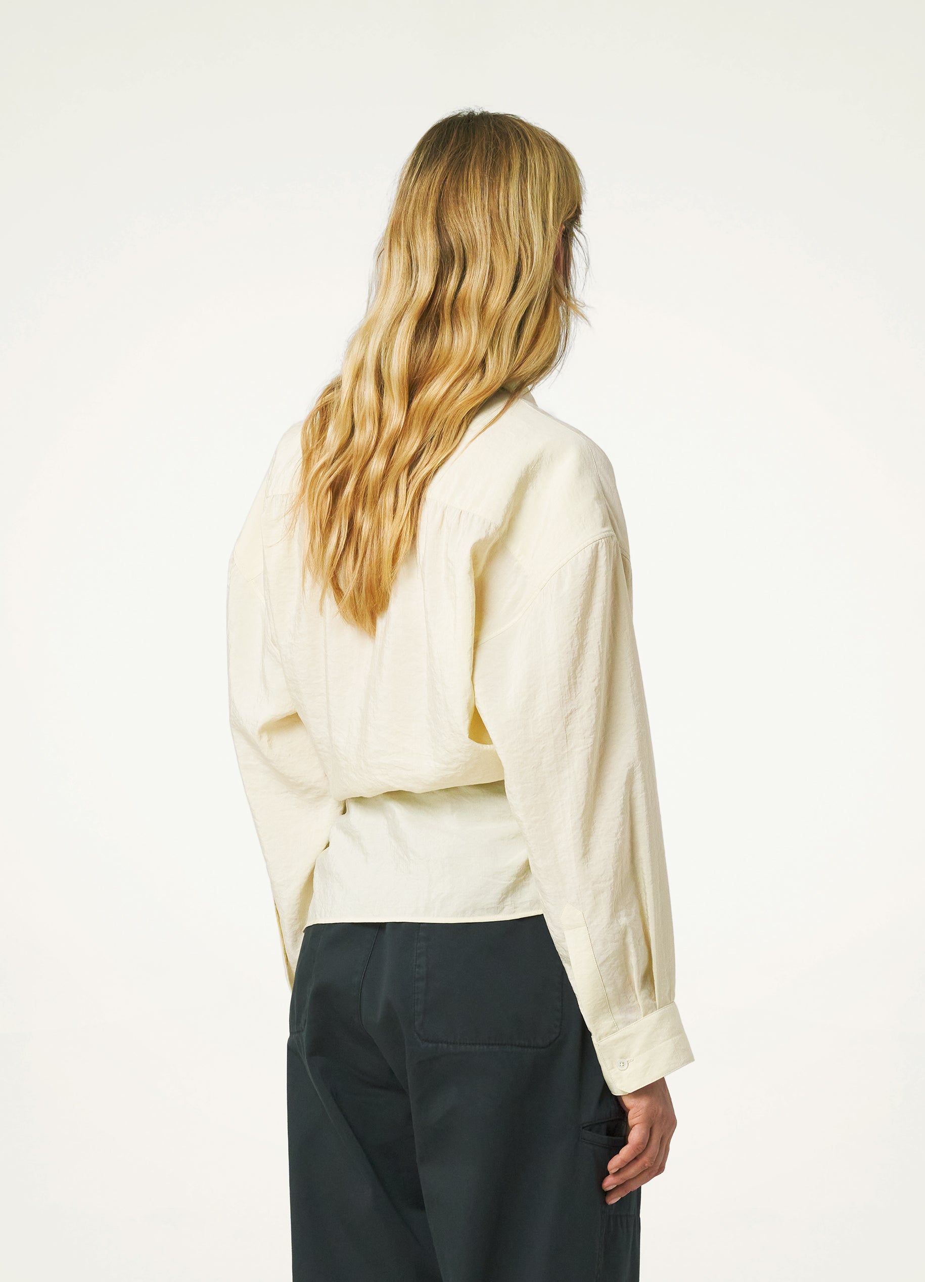 Sheer Gauze Long Sleeve Top With Pintuck Detail – Tibi Official