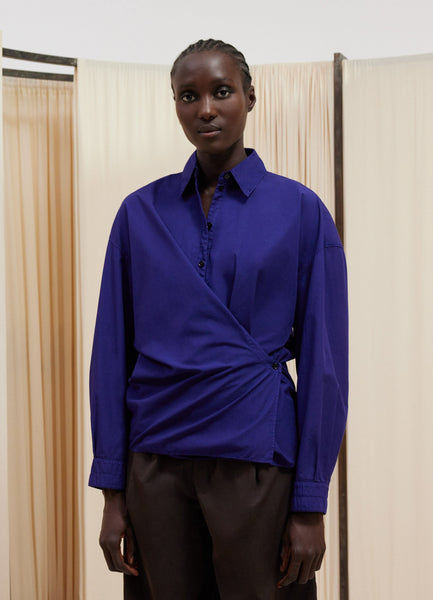 Twisted Classic Collar Dress in Blue Violet | LEMAIRE
