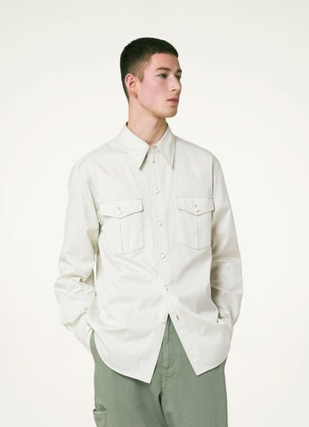 Silver Birch Relaxed Western Shirt in Light Cotton Twill | LEMAIRE