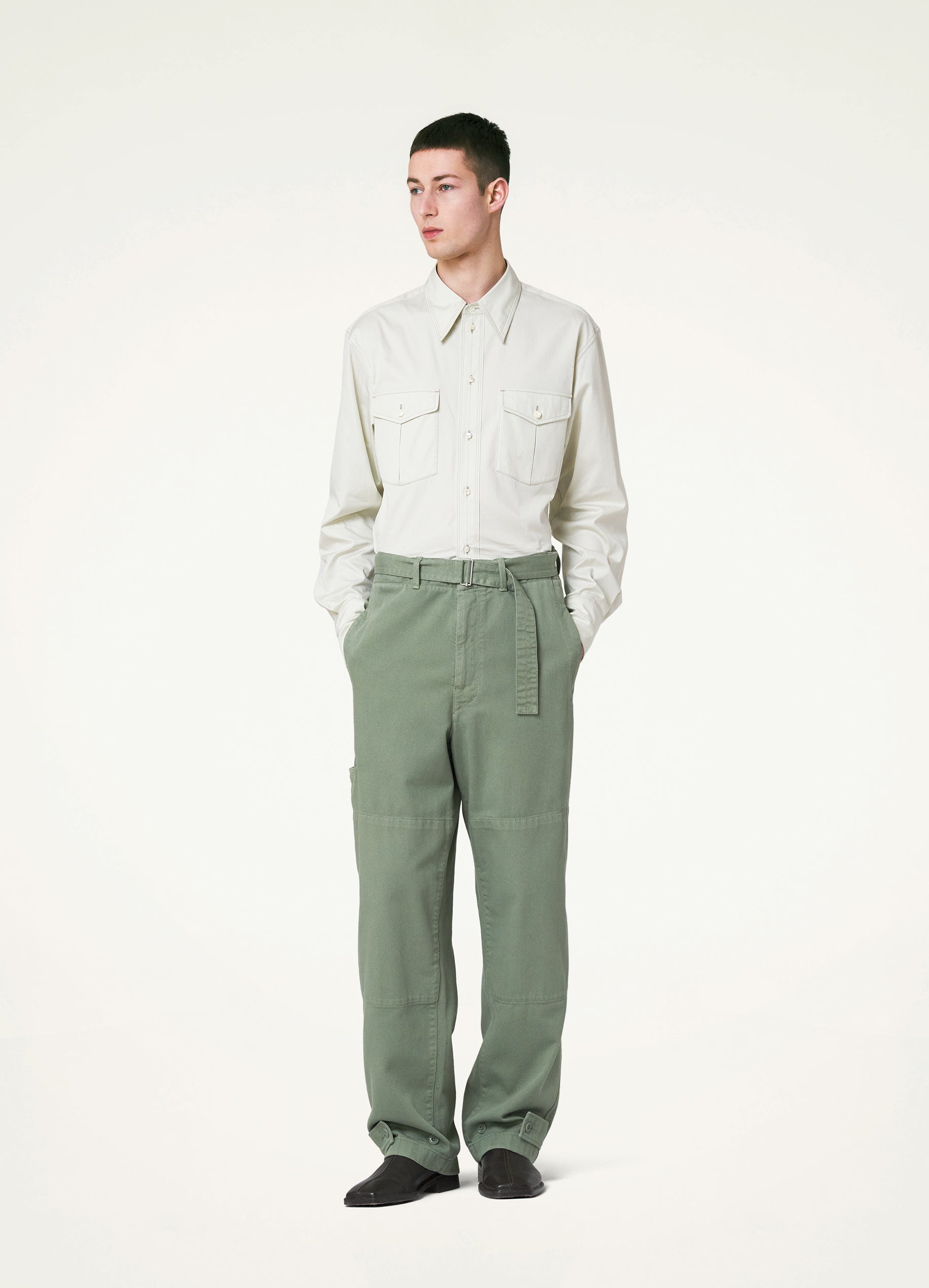 Silver Birch Relaxed Western Shirt in Light Cotton Twill | LEMAIRE