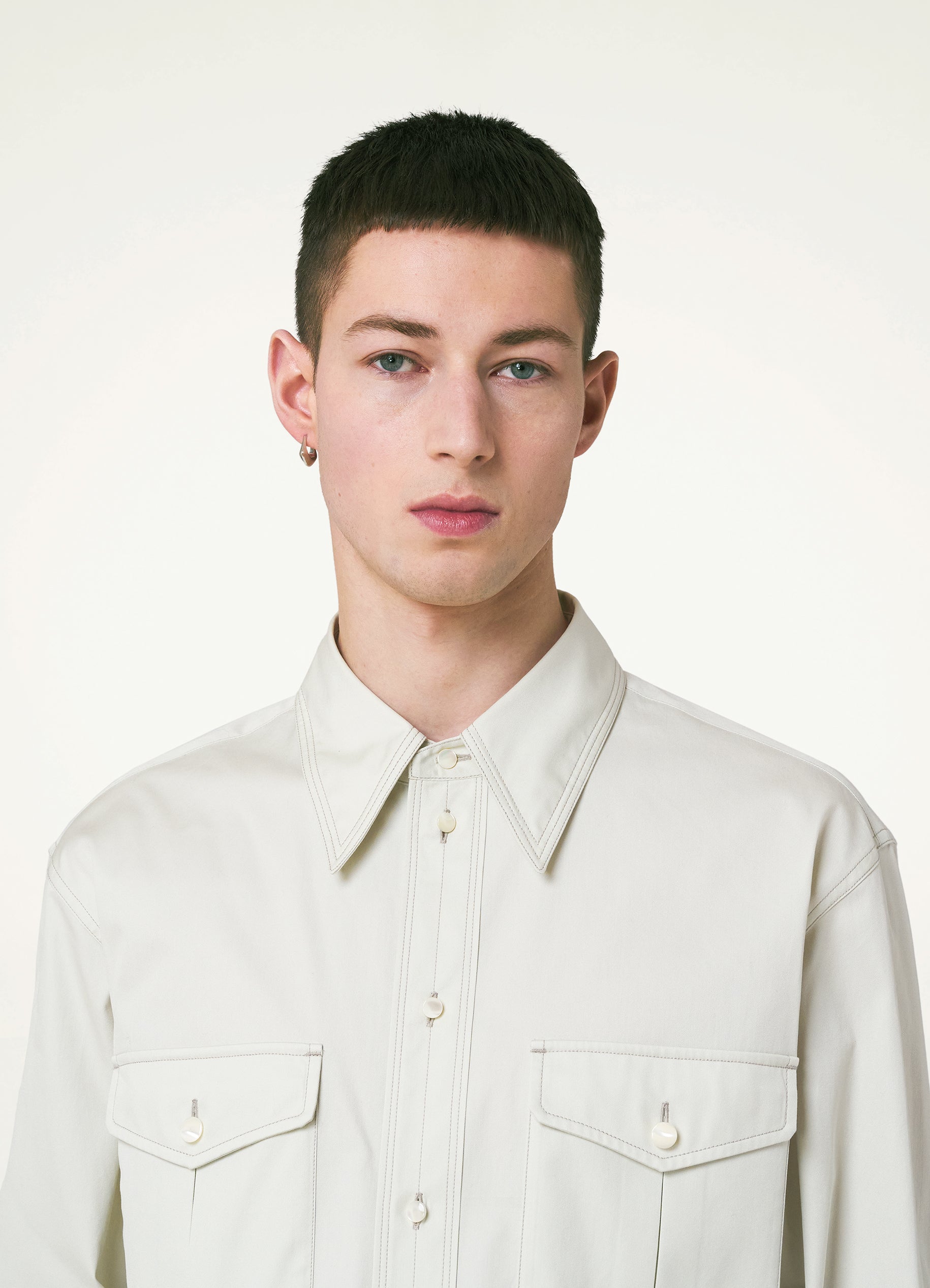 Silver Birch Relaxed Western Shirt in Light Cotton Twill | LEMAIRE