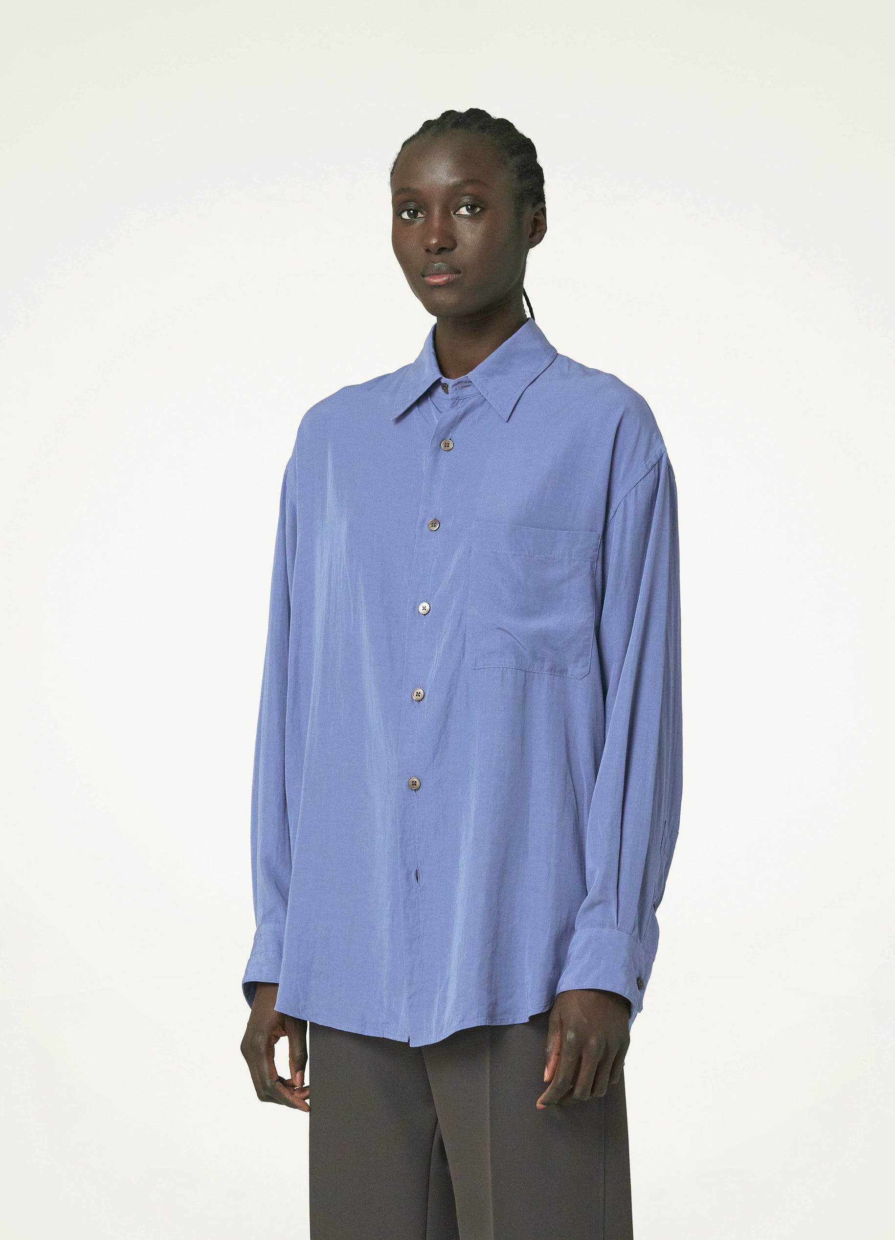 Bice Blue Relaxed Shirt in Lyocell | LEMAIRE