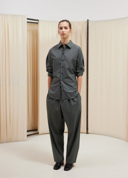 Fitted Band Collar Shirt in Asphalt | LEMAIRE