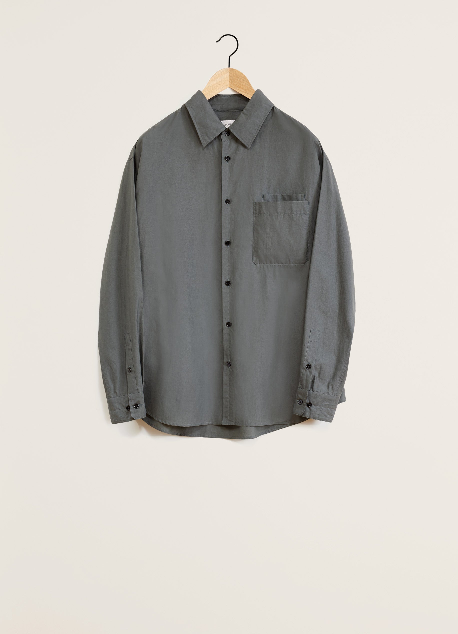 Collarless Shirt in Ash Grey | LEMAIRE