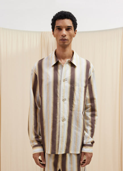 Long Sleeve Pyjama Shirt in Brown/Apricot | LEMAIRE