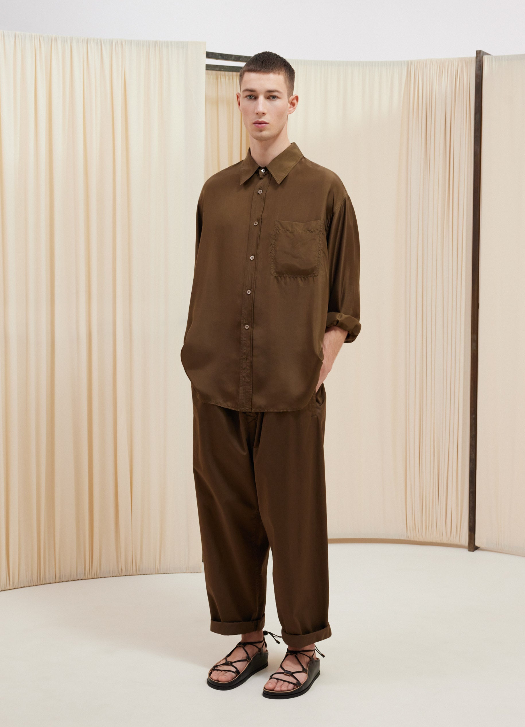 Short Sleeve Pyjama Shirt in Black | LEMAIRE