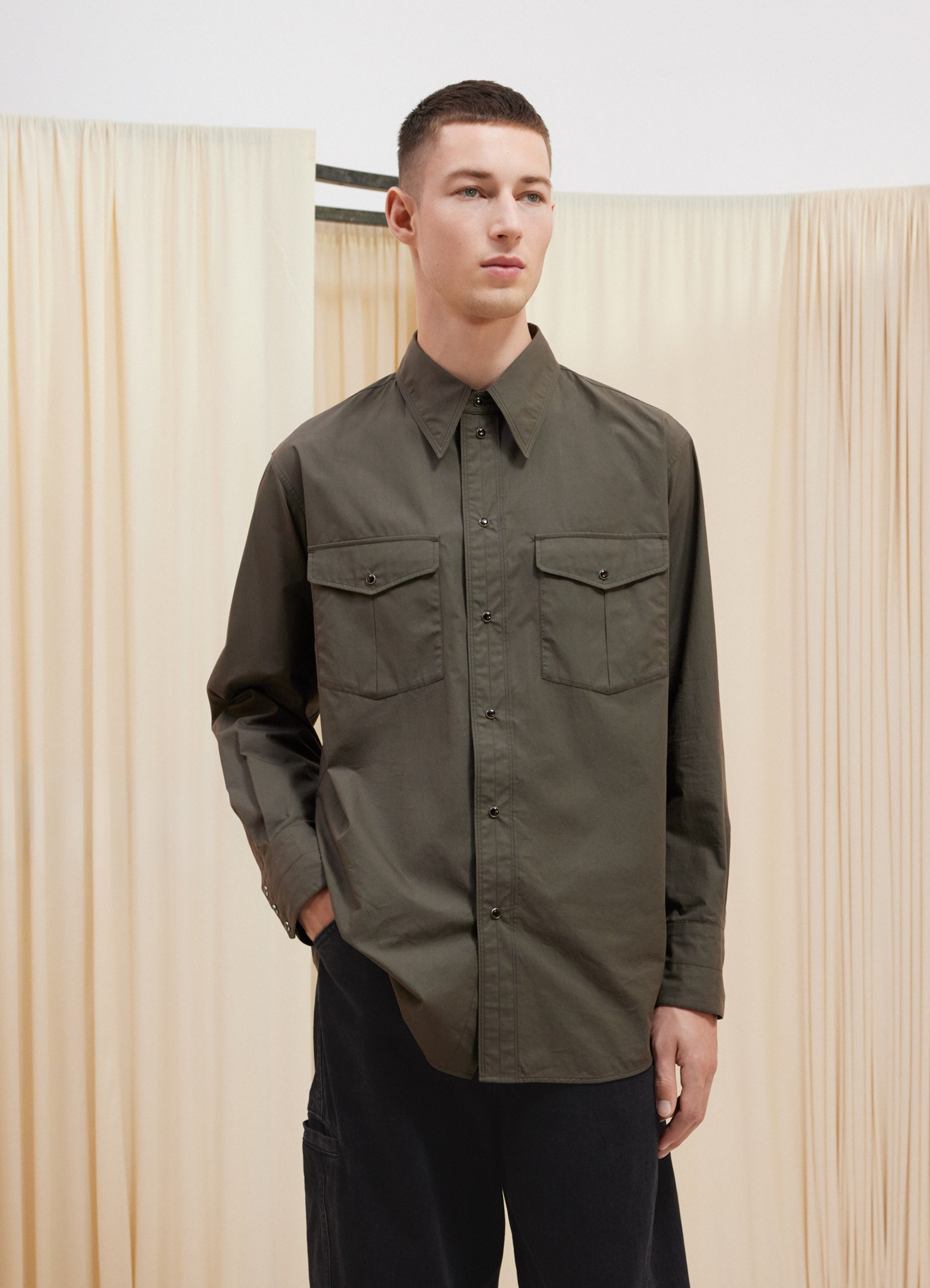 Western Shirt with Snaps in Espresso | LEMAIRE
