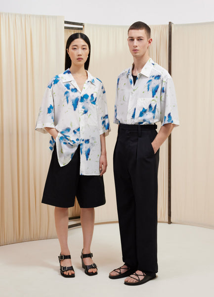 Floral Summer Shirt in Chalk/Blue | LEMAIRE