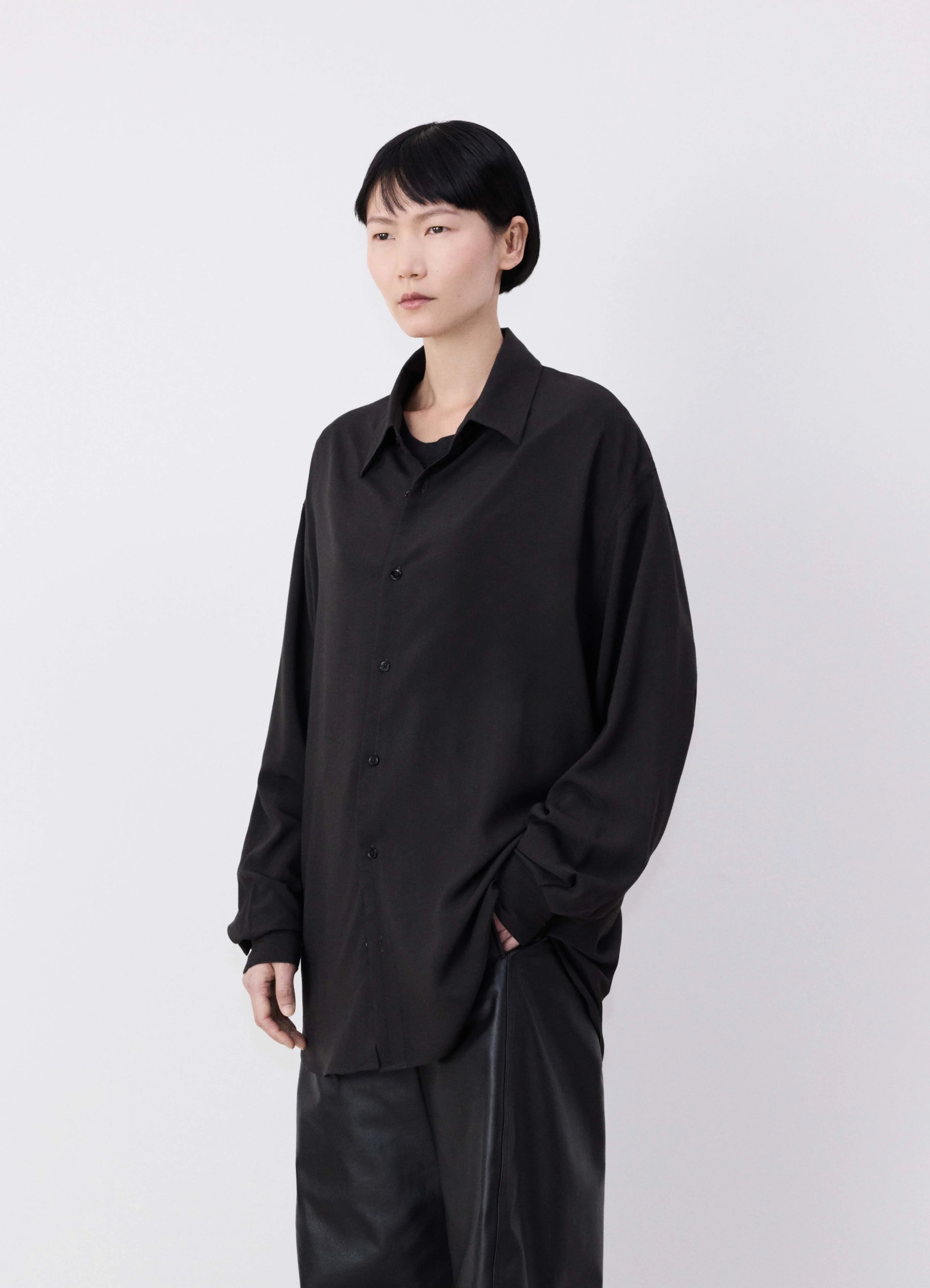 Dark Espresso Long Sleeve Foulard Top | LEMAIRE