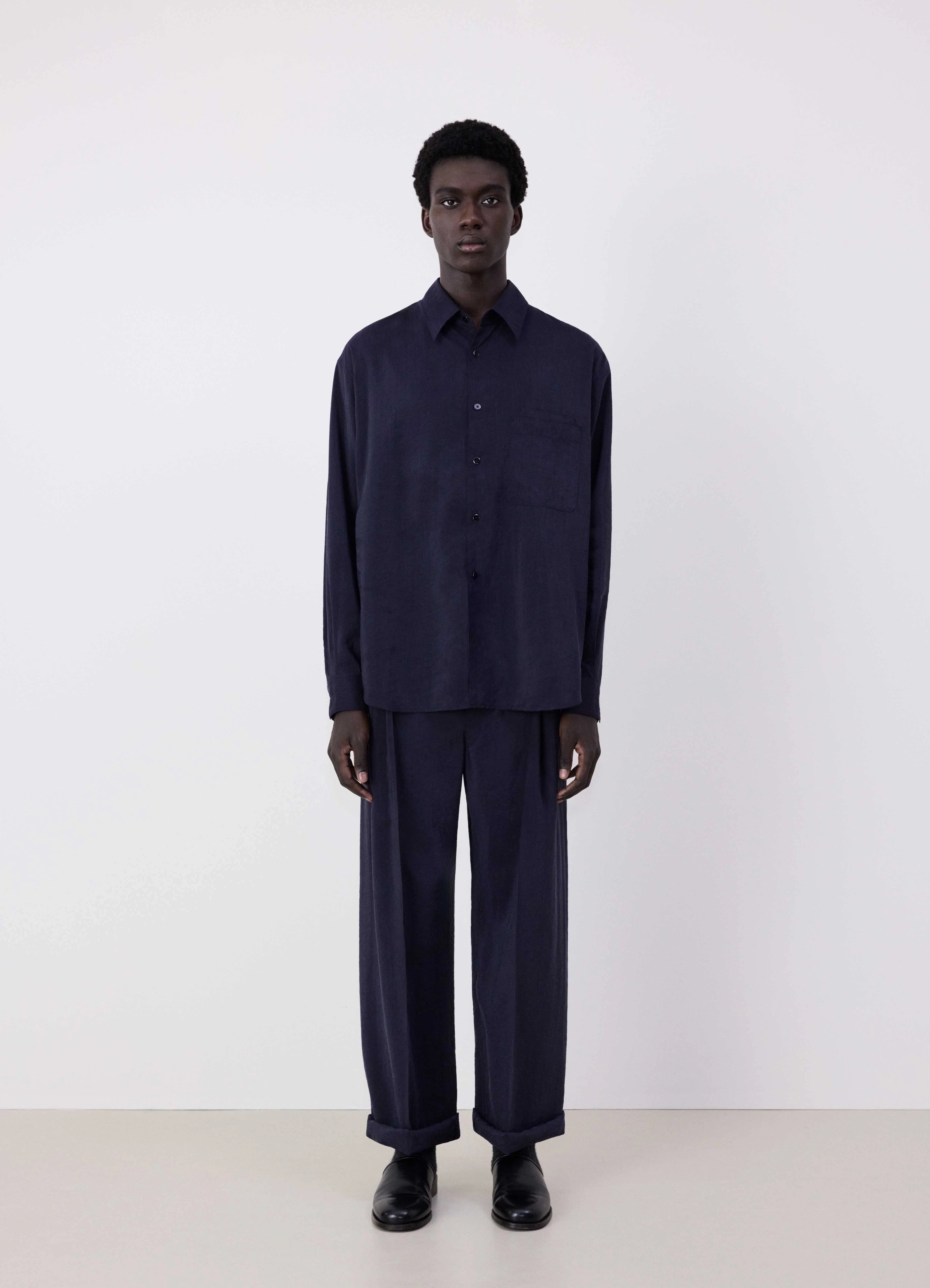 Midnight Violet Belted Relaxed Pants | LEMAIRE