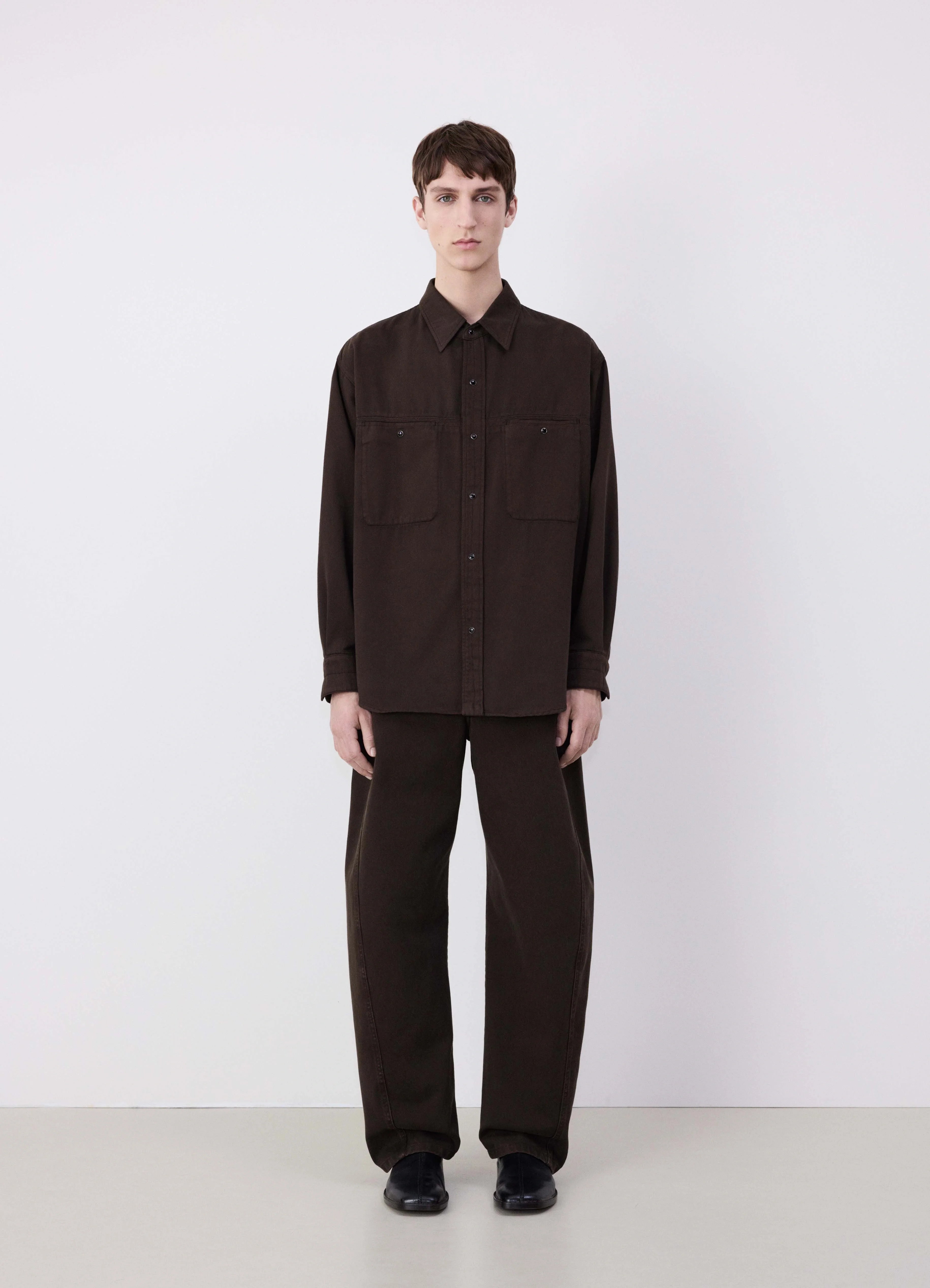 Espresso Twisted Belted Pants | LEMAIRE