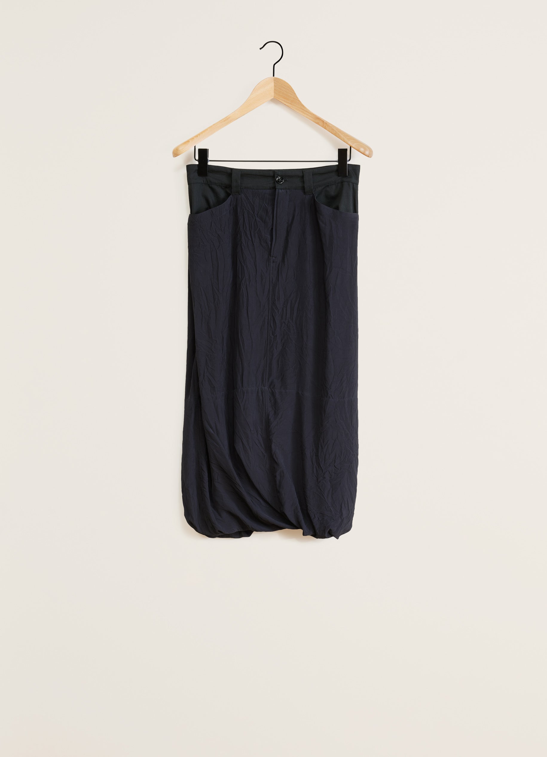 Dark Navy Twisted Hem Skirt in Crinkled Viscose | LEMAIRE