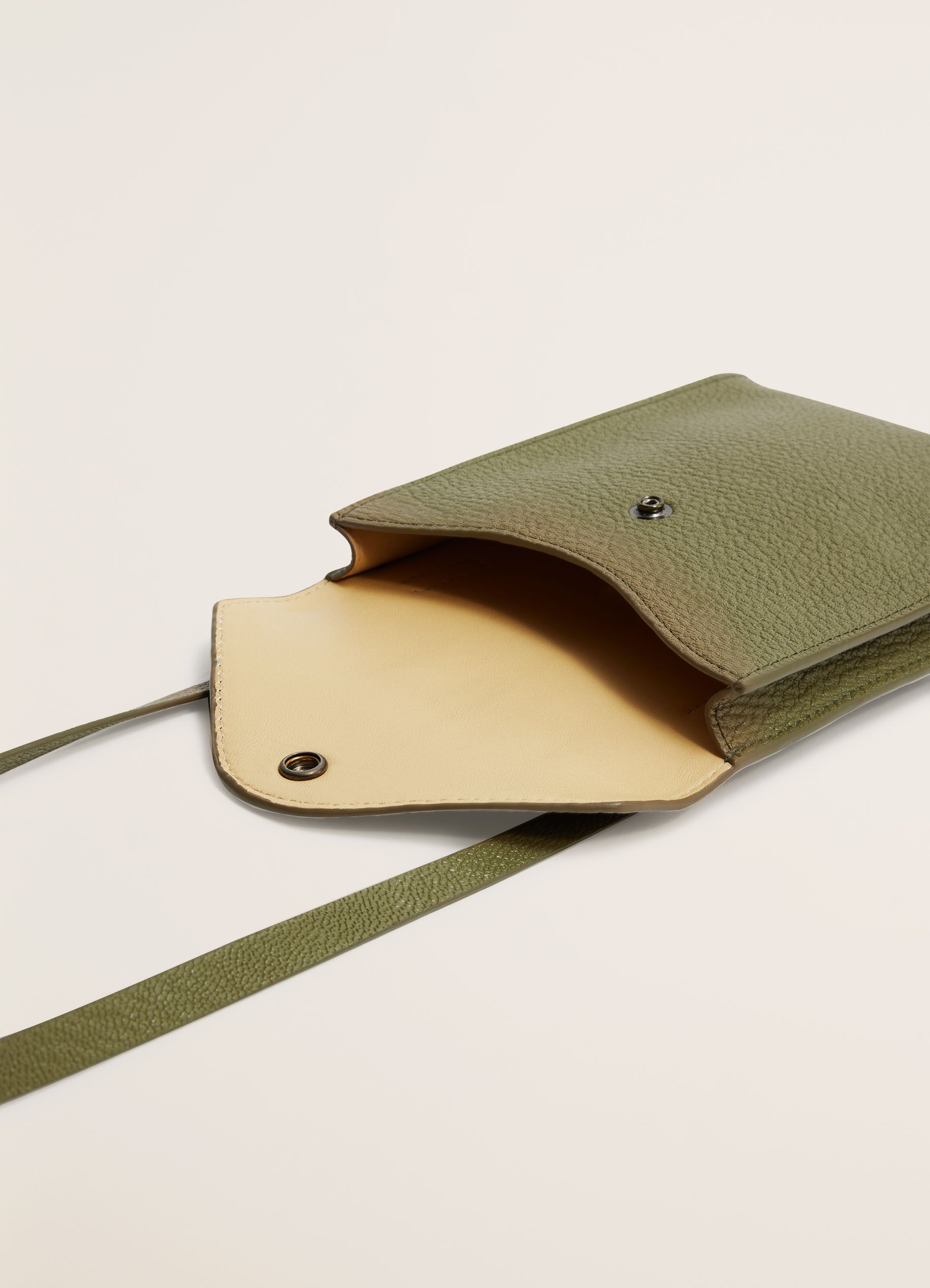 Dusty Khaki Enveloppe With Strap in Goat Leather | LEMAIRE