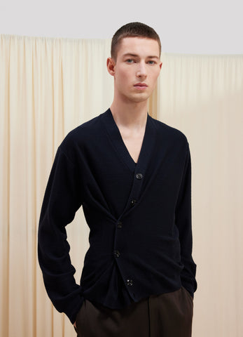 Twisted Cable Cardigan in Dark Navy | LEMAIRE