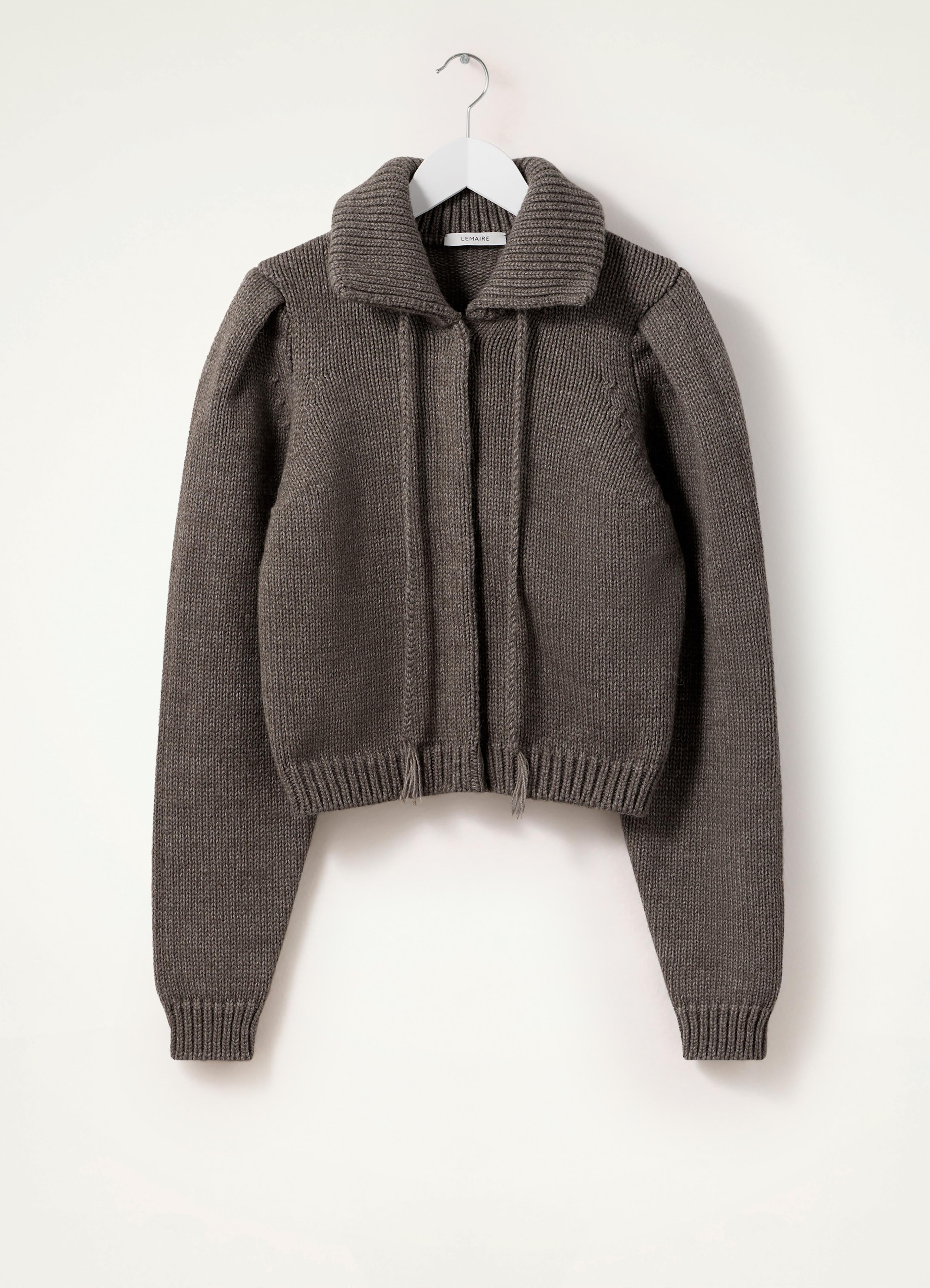 Donkey Grey Cardigan With Snaps in Alpaca Blend | LEMAIRE