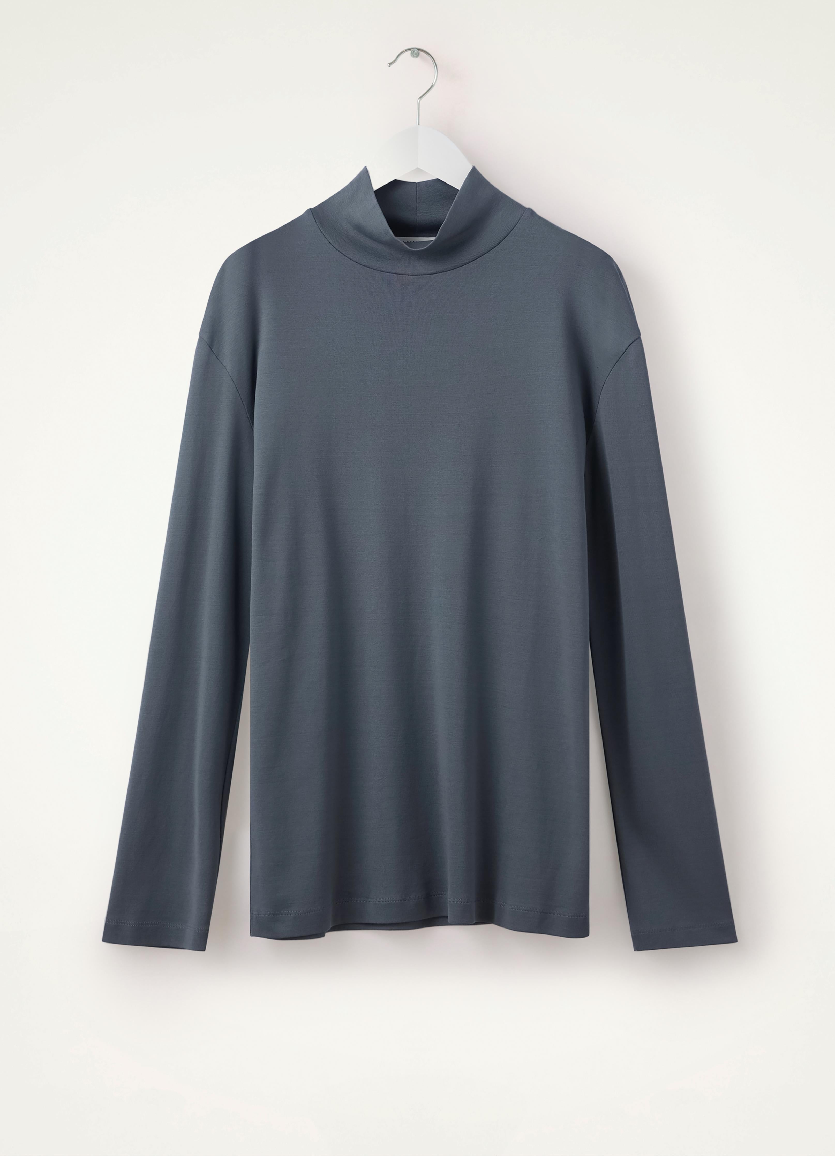 Storm Grey Long Sleeve Rib Turtleneck in Rib Jersey | LEMAIRE