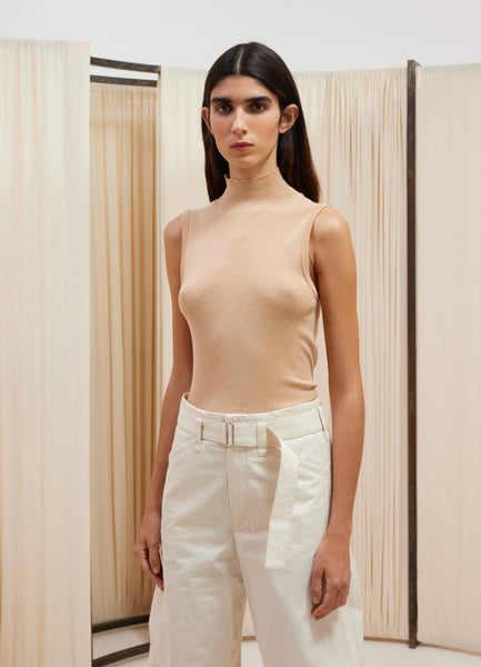 Sleeveless High Neck Top in Dusty Apricot - LEMAIRE