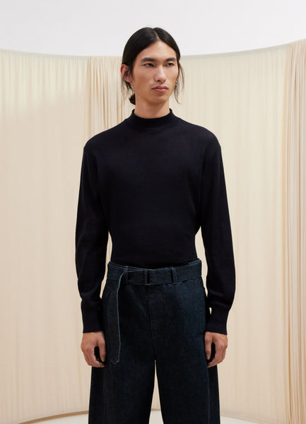 Seamless Turtleneck Sweater in Squid Ink | LEMAIRE