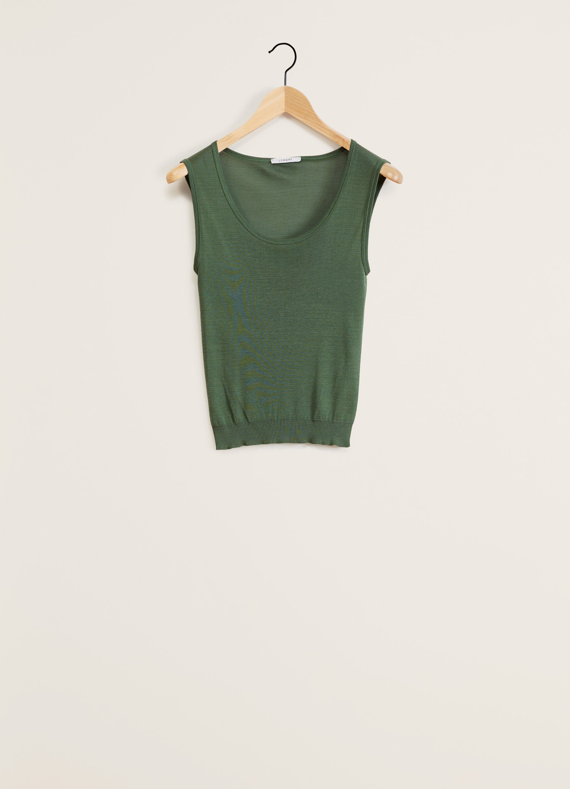 Sleeveless Sweater in Smoky Green Viscose Silk | LEMAIRE