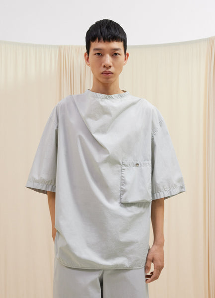Short-Sleeved Draped Top in Cloud Grey | LEMAIRE