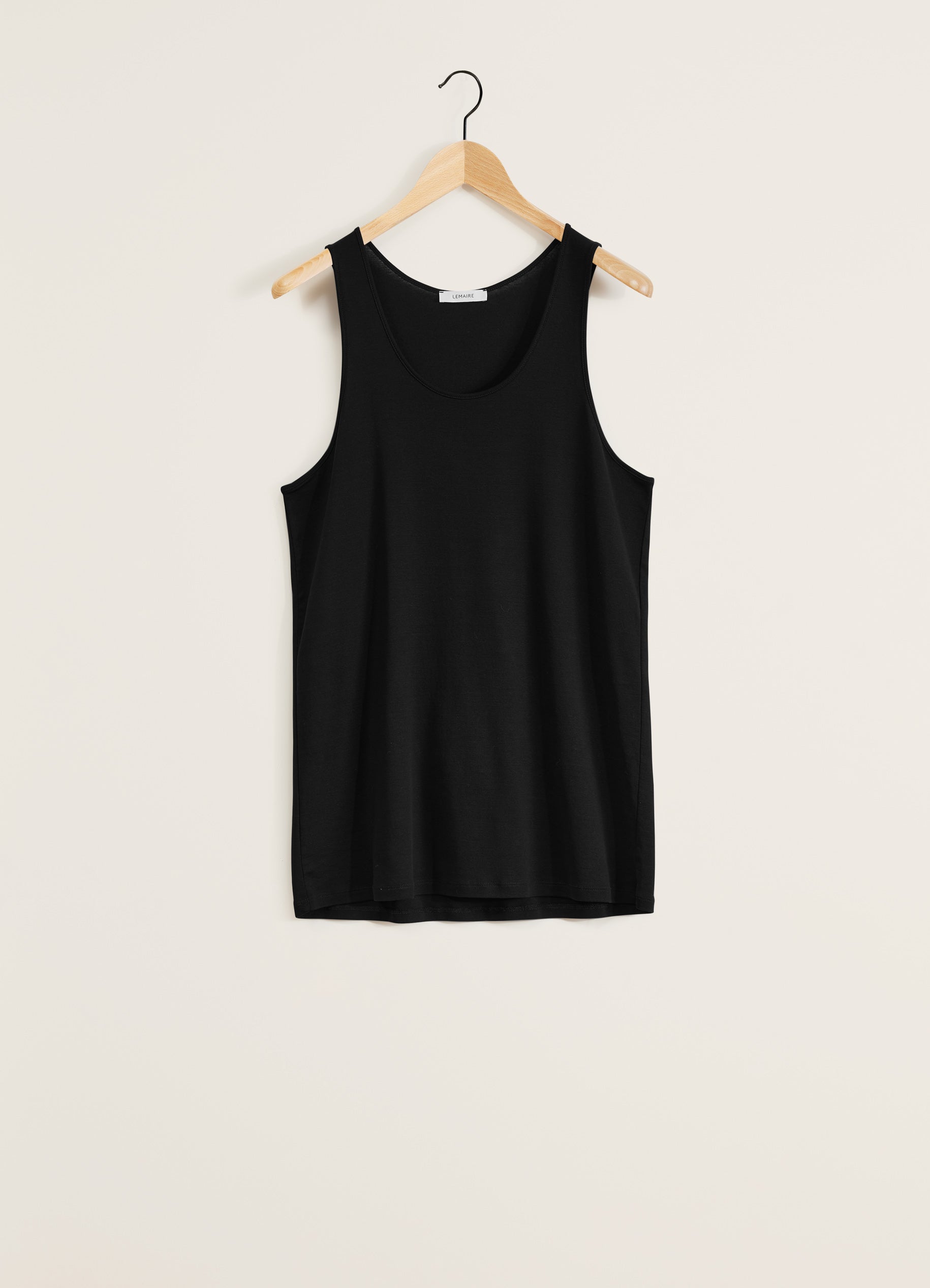 Black Rib U Neck T-Shirt in Rib Jersey