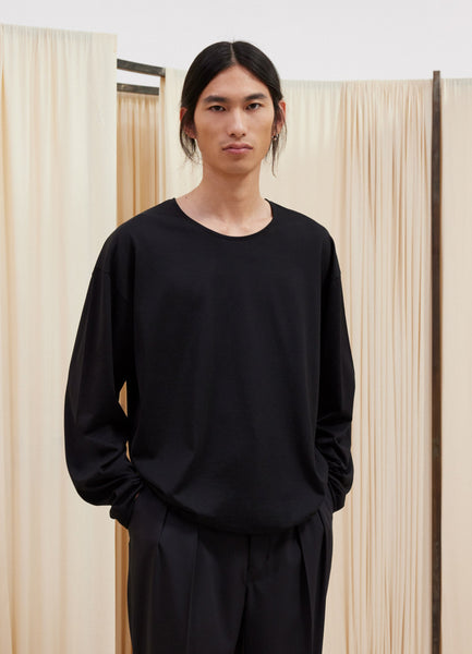 Long-Sleeve Relaxed T-Shirt in Black | LEMAIRE
