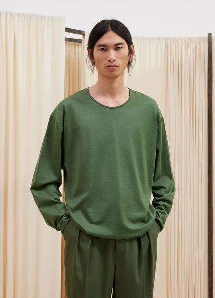 Long-Sleeve Relaxed T-Shirt in Smoky Green | LEMAIRE