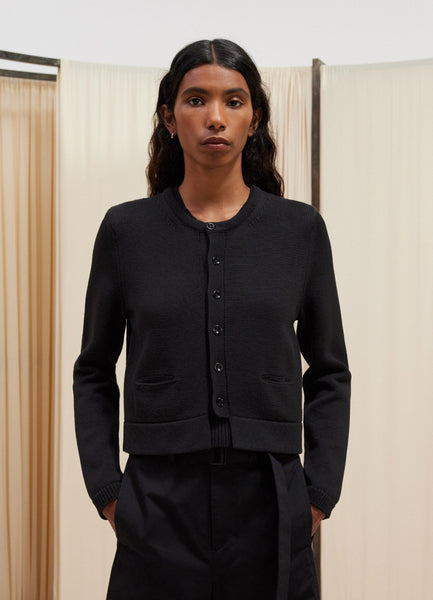 Cropped Cardigan in Black | LEMAIRE