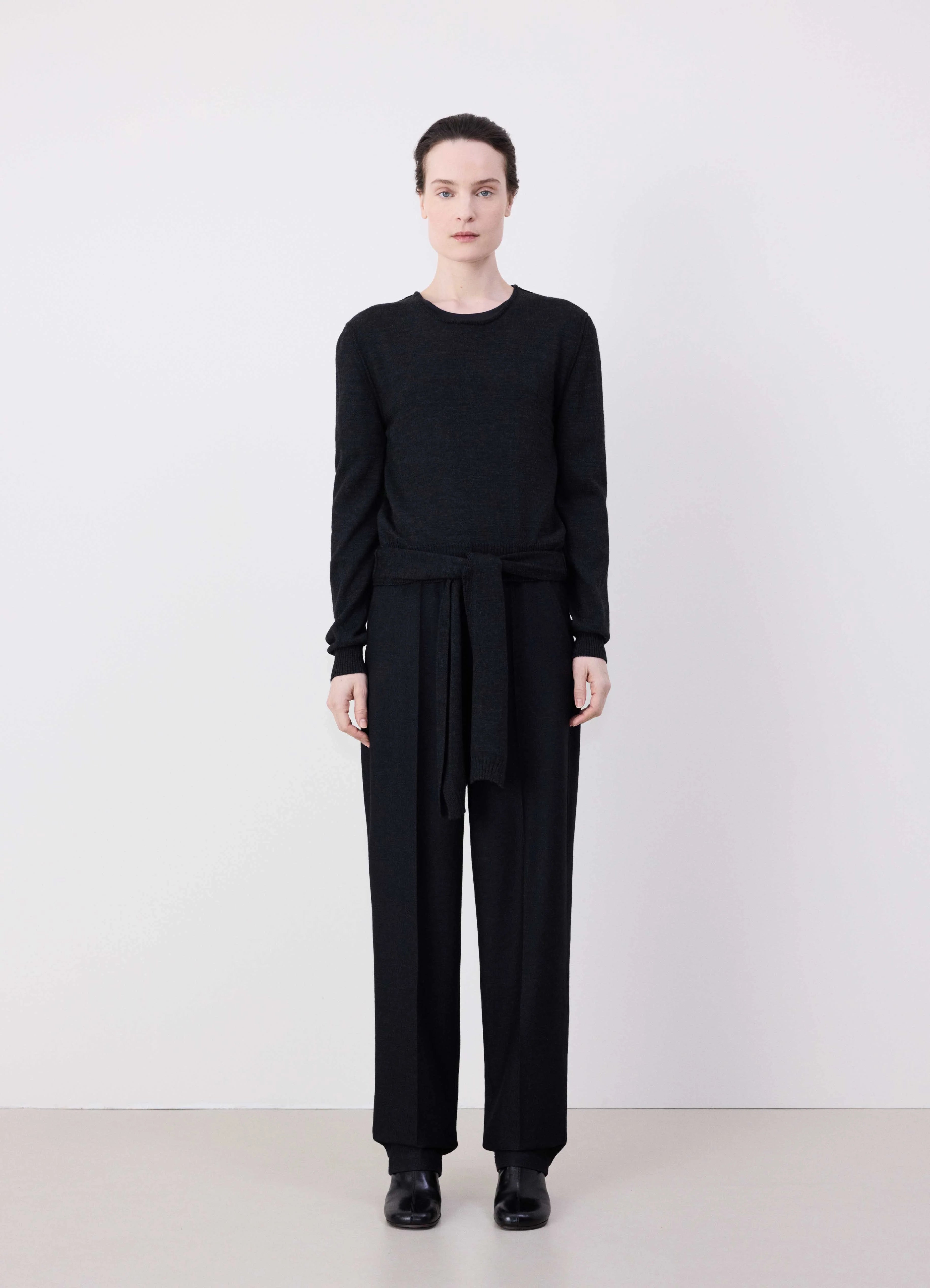 Anthracite / Grey Belted Soft Tailored Pants | LEMAIRE