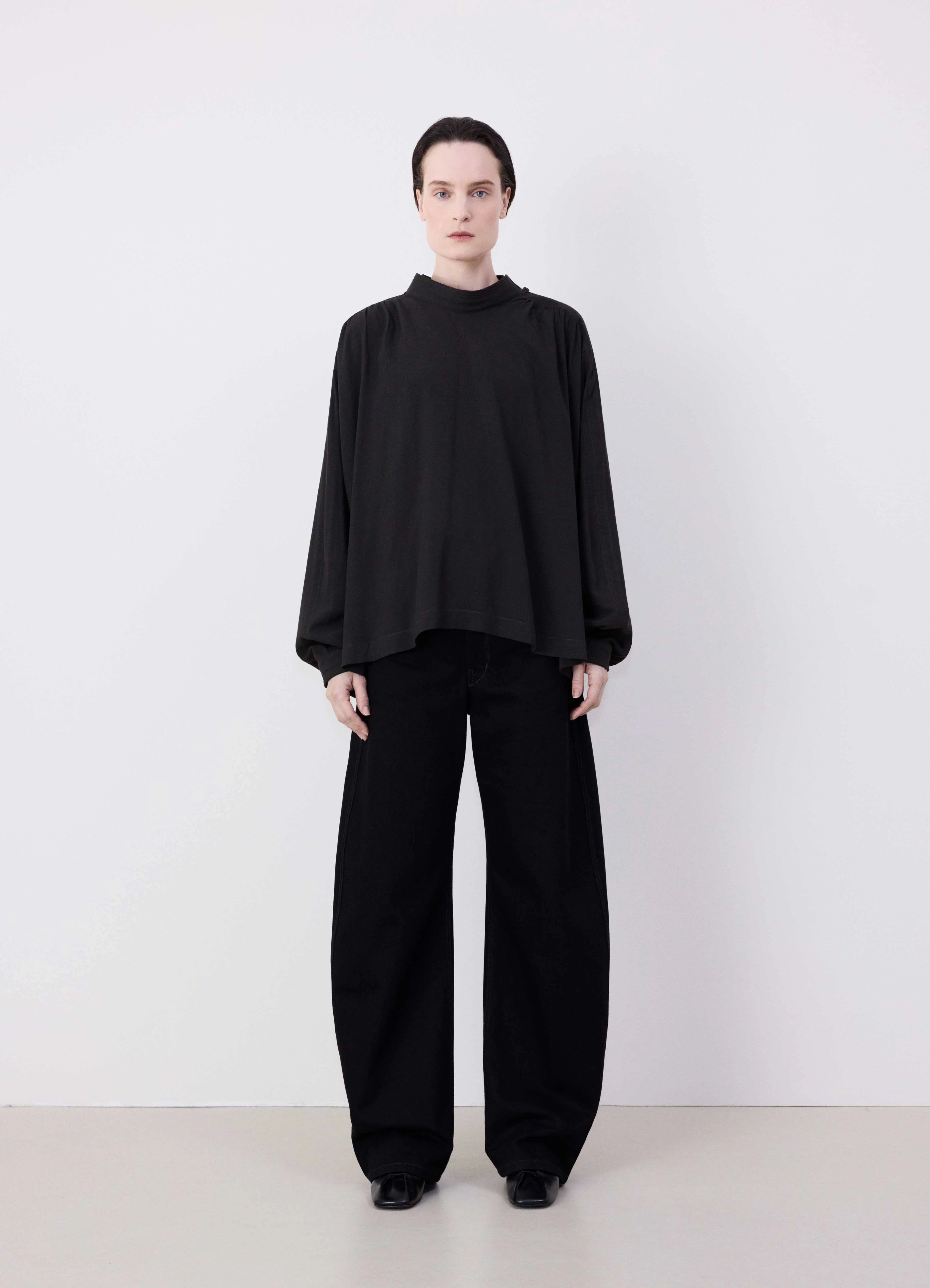 Black High Waisted Curved Pants | LEMAIRE